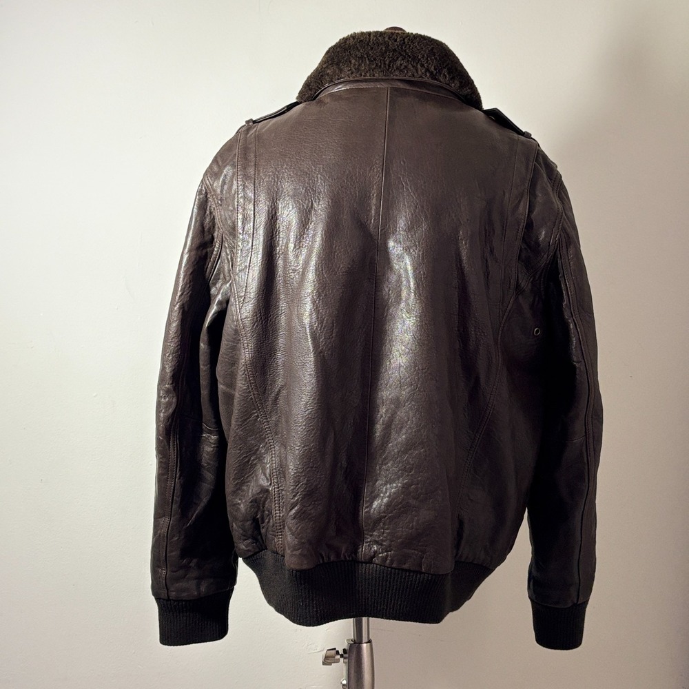 Wilsons Leather Bomber Jacket Brown Shearling Collar XL Men's Flight Style - Picture 11 of 16